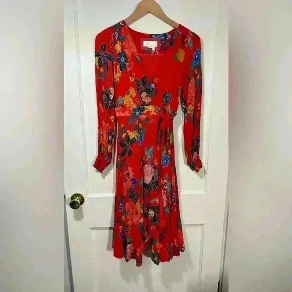 Anthropologie Women’s Boswell Textured Wrap Tunic Dress Size 4 - Picture 3 of 7